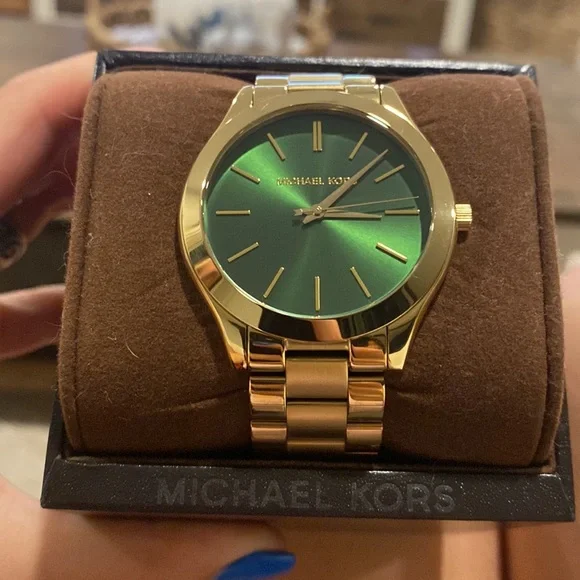 Michael Kors Gold and Green Watch Michael Kors Parker Chronograph Green Dial Gold Steel Strap  main image 4